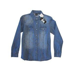 Cruel Denim Youth Girl's XS Long Sleeve Chambray Indigo Snap Down Western Shirt